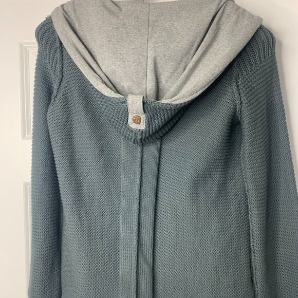 Pure Handknit Women’s Grey-Green Cotton Cardigan –XS – Handmade, Hooded - Picture 9 of 16
